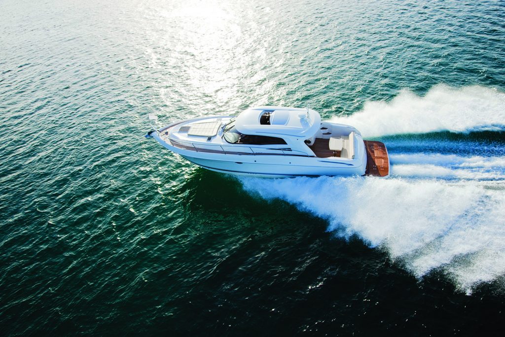Luxurious boat racing through the ocean